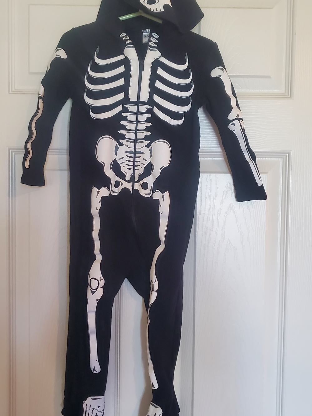 Kids Black Skeleton One-Piece Costume Hoodie 2T